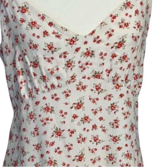 Reformation Floral Dress Medium Size 8 Red White Designer Midi Valentines - Picture 2 of 15